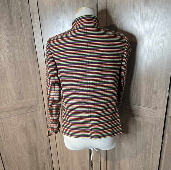 Talbots Womens Rainbow Colorful Striped Mandarin Collar Blazer Jacket - Picture 7 of 16